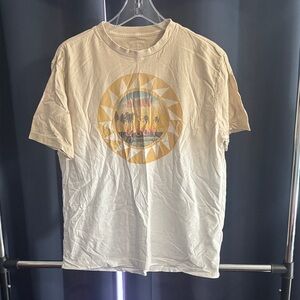 American Eagle Outfitters Tan and White Palm Tree Tee